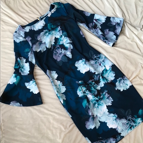 Calvin Klein Dresses & Skirts - Mid-Length Blue Floral Dress